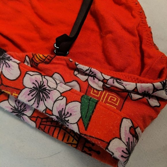 2 MeUndies Wireless Bras Green Clovers Orange Chinese Japanese Flowers Medium M - Picture 6 of 11
